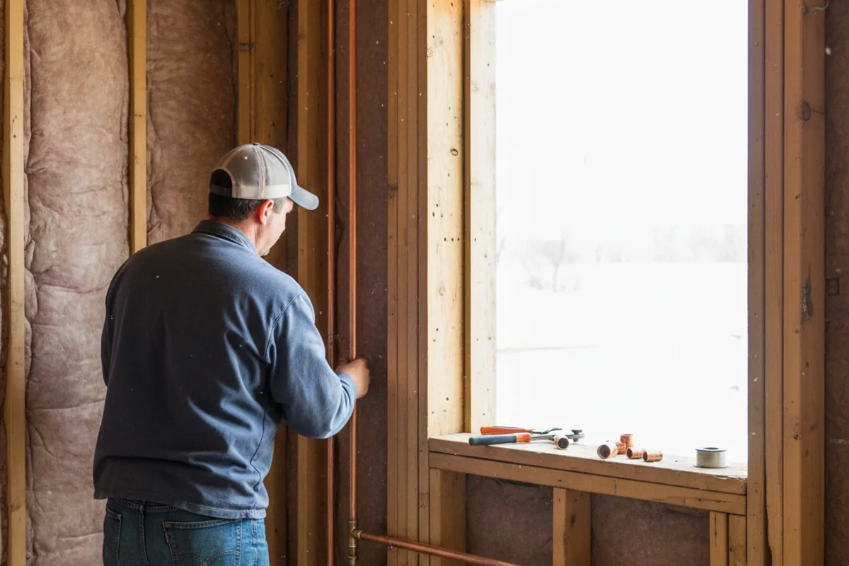 Licensed plumber running new copper supply lines in a Sharpsburg home