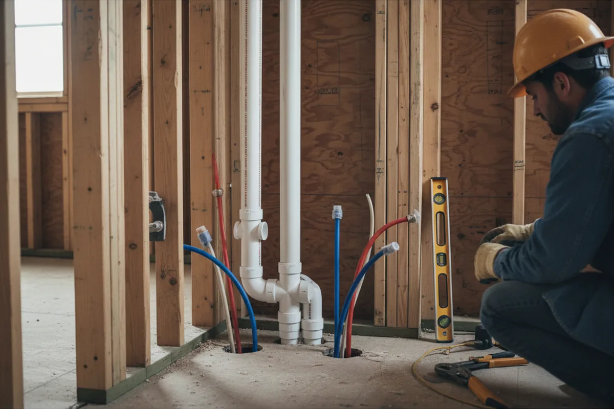 Drain and supply rough-in during Leak Detection in Sharpsburg